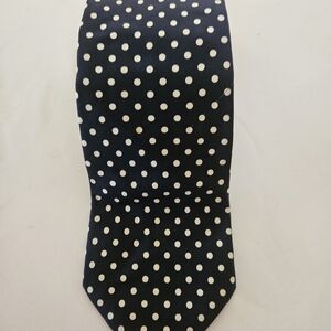 Brooks Brothers Silk Tie • Navy Polka Dot • 3.5″ Wide • Made in USA